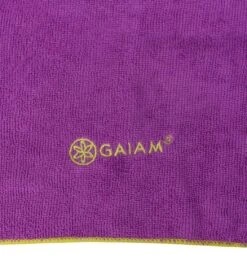 Gaiam Thirsty Yoga Mat Towel Radiant Orchid/Citron -Yoga Spirit Shop 1739977556003 radiantorchidcitron 4a