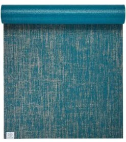 Gaiam Jute Yoga Mat 68" 6mm Thick Turquoise / Beige