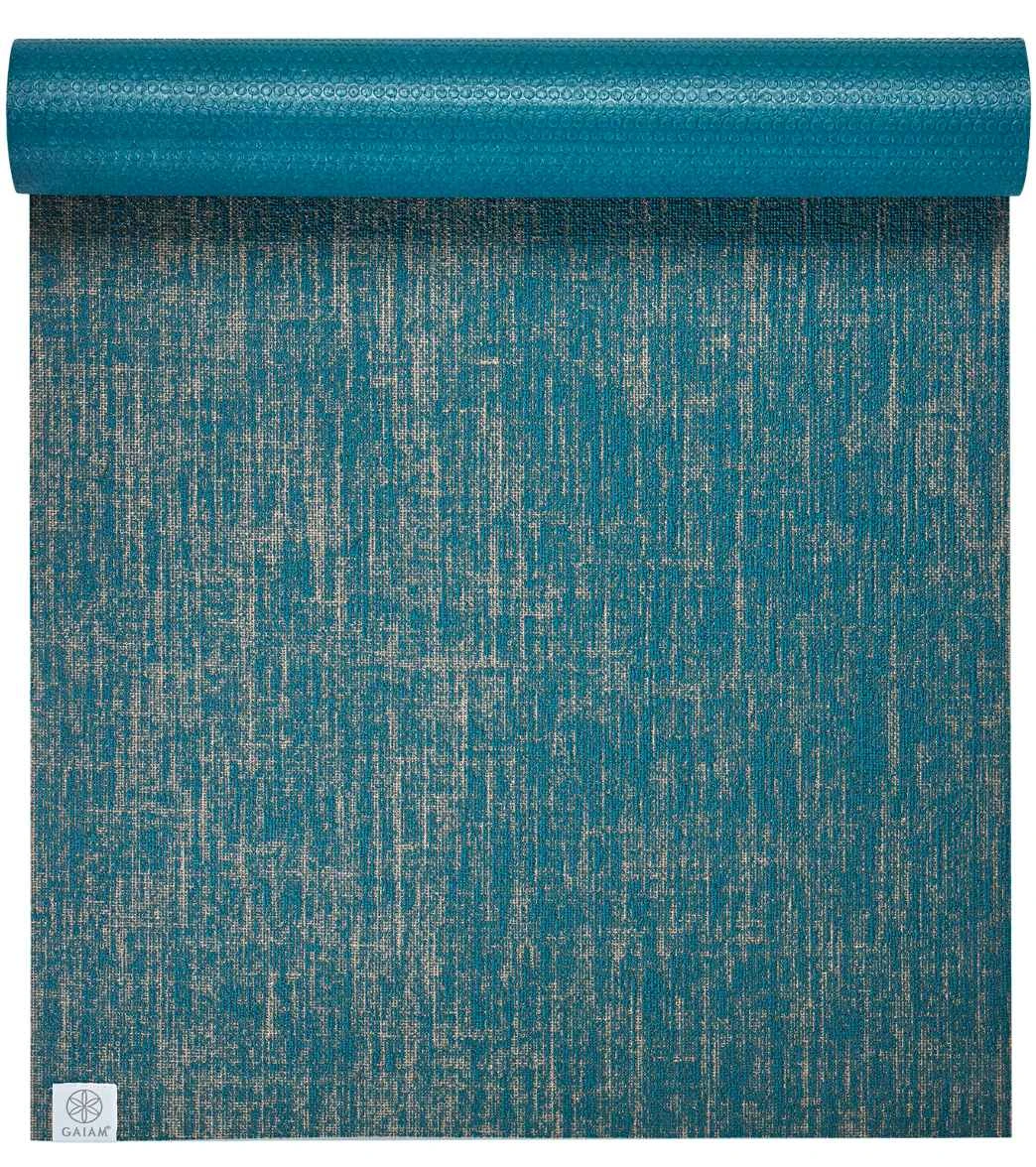 Gaiam Jute Yoga Mat 68" 6mm Thick Turquoise / Beige 3 Gaiam Jute Yoga Mat 68" 6mm Thick Turquoise / Beige