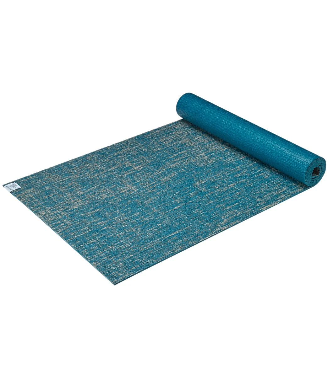 Gaiam Jute Yoga Mat 68" 6mm Thick Turquoise / Beige 4 Gaiam Jute Yoga Mat 68" 6mm Thick Turquoise / Beige - Image 2