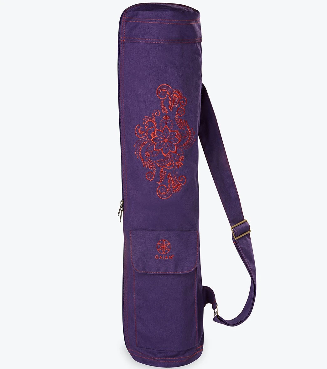 Gaiam Aubergine Embroidered Cargo Yoga Mat Bags Aubergine 5 Gaiam Aubergine Embroidered Cargo Yoga Mat Bags Aubergine - Image 3
